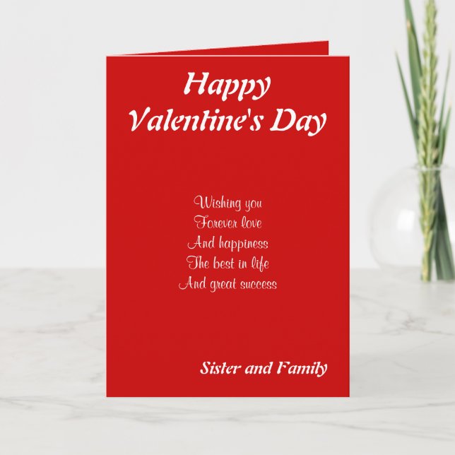 Sister and family on valentine's day holiday card (Front)