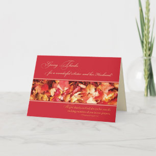 Sister and Husband Thanksgiving Religious, Leaves Holiday Card