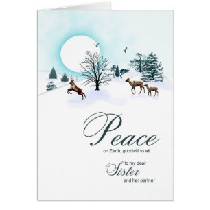 Sister and partner, Christmas with reindeer