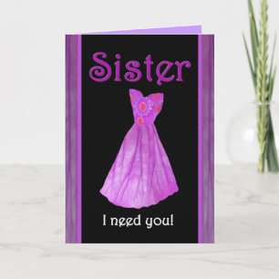 SISTER - Be My Maid of Honour - PURPLE Dress Invitation