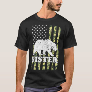 Sister Bear Camping Hiking Camouflage USA American T-Shirt