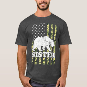 Sister Bear Camping Hiking Camouflage USA American T-Shirt