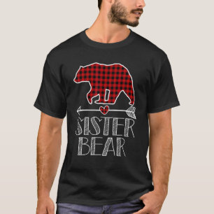 Sister Bear Christmas Pajama Family Red Plaid Buff T-Shirt