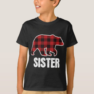 Sister Bear Christmas Pajama Red Plaid Buffalo Fam T-Shirt