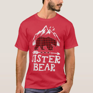Sister Bear Christmas Pajama Red Plaid Buffalo Fam T-Shirt