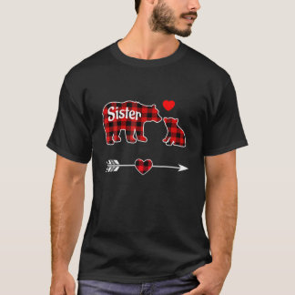 Sister Bear Christmas Pajama Red Plaid Buffalo Fam T-Shirt