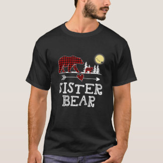 Sister Bear Christmas Pajama Red Plaid Buffalo T-Shirt