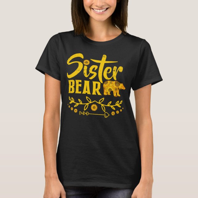 Sister Bear Sunflower Cute Floral Family  T-Shirt (Front)