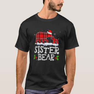 Sister Bear Women Red Plaid Christmas Pajama Famil T-Shirt