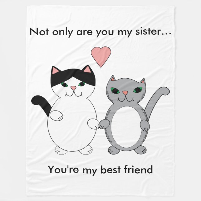 Sister Best Friend Cats Customisable Fleece Blanket (Front)