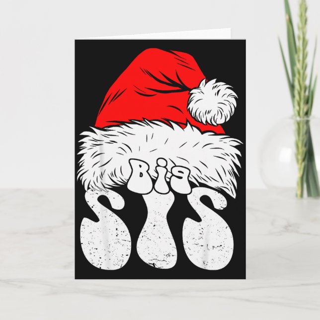 Sister Big Santa Christmas Family Matching Pajamas Card (Front)