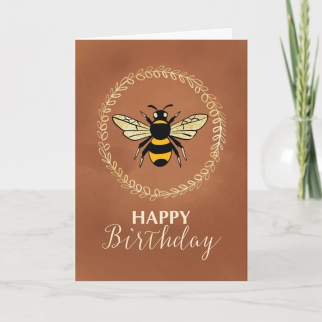 Sister Birthday Bee in Wreath Vintage Inspired Card (Front)