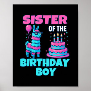 Sister Birthday Boy Llama Pinata Party Family Math Poster