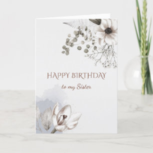 Sister Birthday Card Watercolor Roses