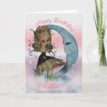 Sister Birthday Card With Cute Fairy And Frog Prin<br><div class="desc">Sister Birthday Card With Cute Fairy And Frog Prince,  Blue Moon</div>