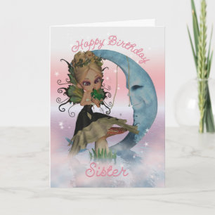 Sister Birthday Card With Cute Fairy And Frog Prin