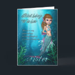 Sister Birthday Card With Cute Mermaid<br><div class="desc">Sister Birthday Card With Cute Mermaid</div>