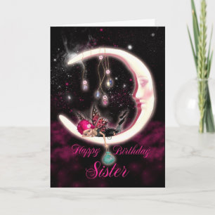 Sister Birthday Card With Fantasy Moon Fairy