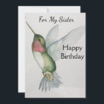 Sister Birthday Hummingbird Elegant Watercolor<br><div class="desc">Celebrate your sister’s birthday with a lovely hummingbird watercolor card. Elegant colors of cream and pink create a stylish and chic look. Birdwatchers and gardeners will love the graceful bird and garden flowers.</div>