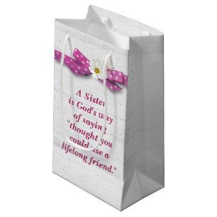 Sister Birthday with Polka Dot Ribbon Small Gift Bag