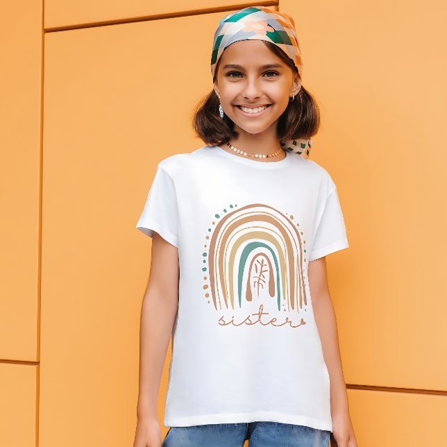 Sister Boho Rainbow and Pastel Design Kids T-Shirt (Creator Uploaded)