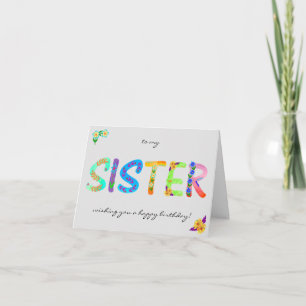 SISTER Bold Floral Bohemian birthday Card