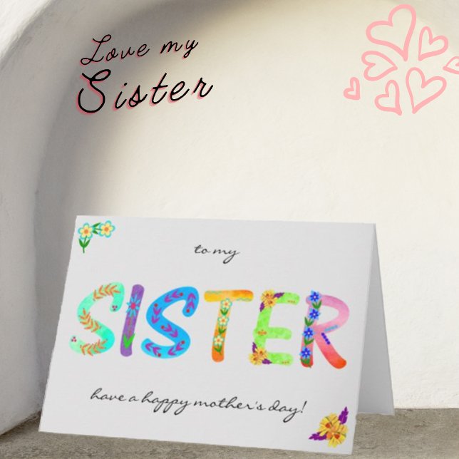 SISTER Bold Floral Bohemian Mother’s Day Card (Creator Uploaded)