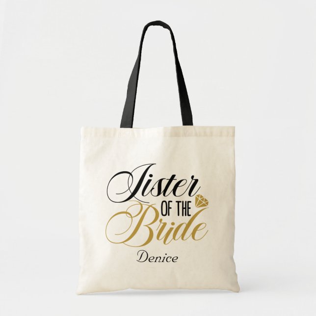 Sister Bride add name Wedding Tote Bag (Front)