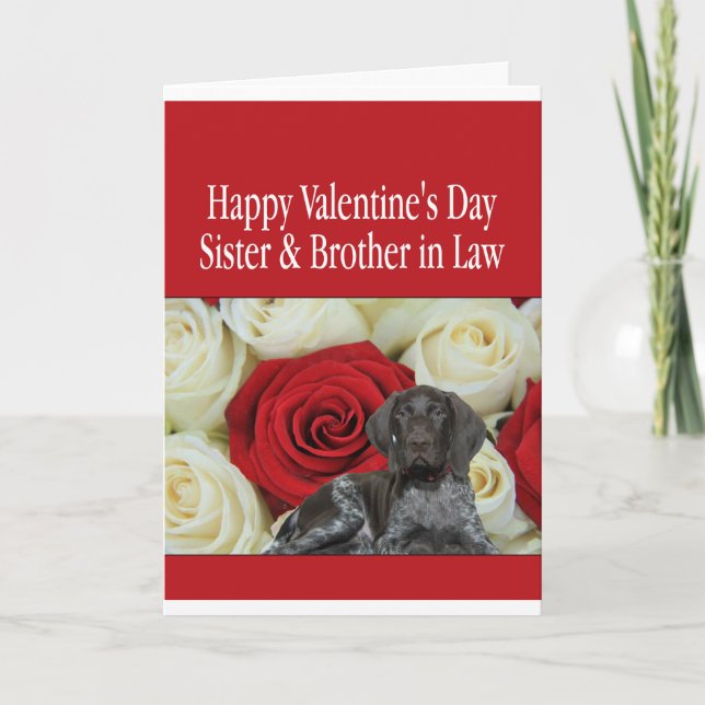 Sister & Brother in Law Glossy Grizzly Valentine Holiday Card (Front)