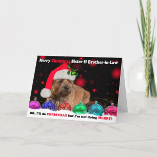 Sister & Brother-in-Law Grumpy Border Terrier Dog Holiday Card