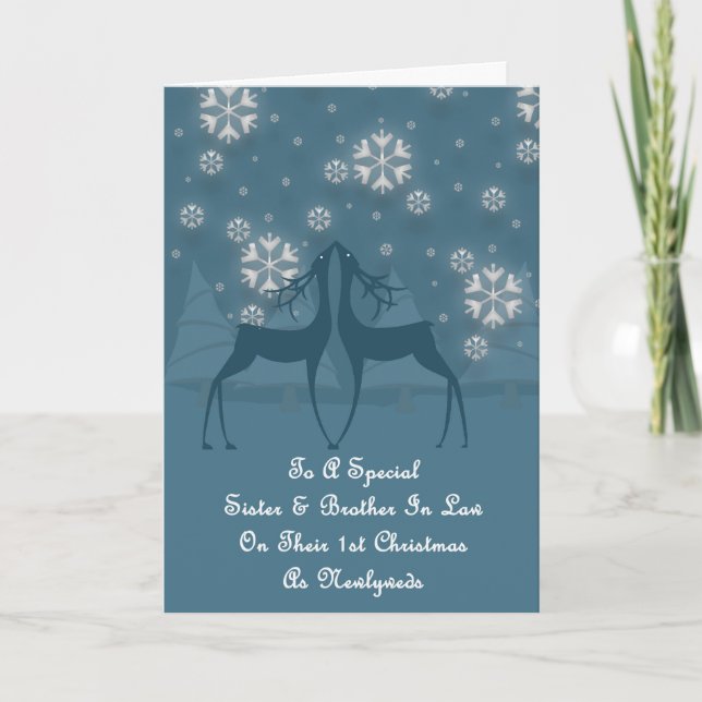 Sister & Brother In Law Reindeer Christmas Holiday Card (Front)