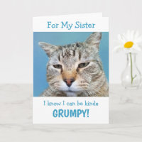 Sister Cancer Moody Cat Folded Greeting Card