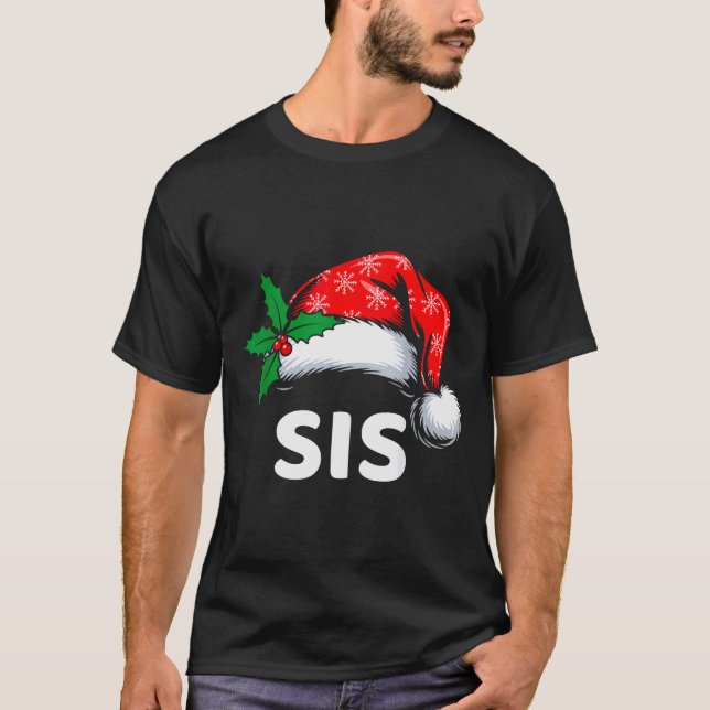 Sister Christmas Family Pajamas Matching Santa Hat T-Shirt (Front)
