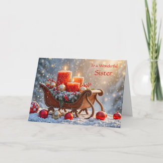 Sister Christmas Holiday Decorations in the Snow Card