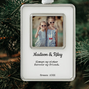 Sister Christmas Holiday Photo Framed Ornament