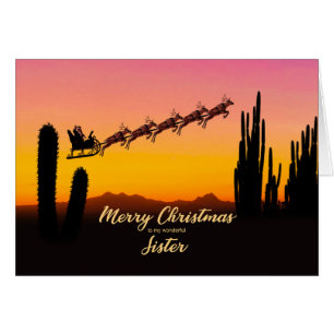 Sister Christmas Santa Over Desert