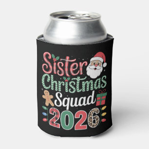 Sister Christmas Squad 2026 Santa Gingerbread Xmas Can Cooler
