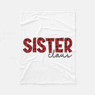 Sister Claus Xmas Christmas Red Plaid Pajama Famil Fleece Blanket