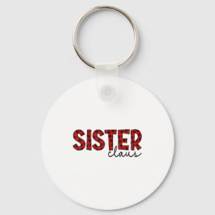 Sister Claus Xmas Christmas Red Plaid Pajama Famil Key Ring