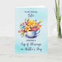 Sister Cup of Blessings and Flowers Mothers Day