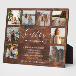 Sister Definition Script Photo Collage Woodgrain Plaque