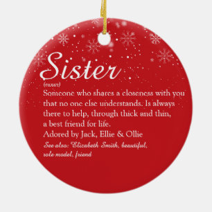 Sister Definition Snowflakes Photo Christmas Ceramic Tree Decoration