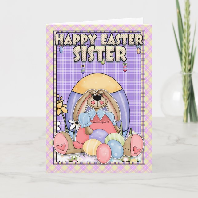 Sister Easter Card - Easter Bunny & Easter Eggs (Front)