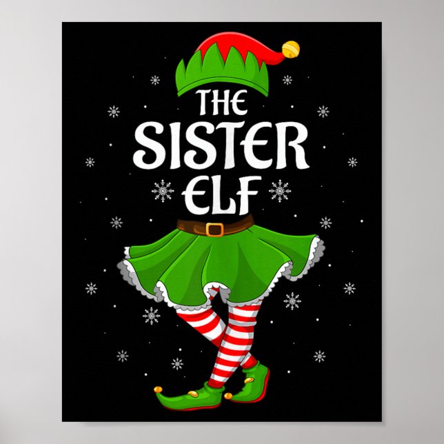 Sister Elf Christmas Family Girls Women Elf Squad  Poster (Front)