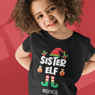 Sister elf family matching christmas outfit name T-Shirt