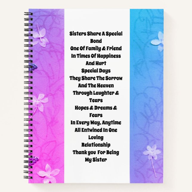 Sister Embellished Notebook (Front)