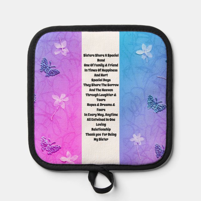 Sister Embellished Pot Holder (Front)