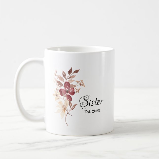 Sister Est. Year – Established Aunt Milestone Coffee Mug (Left)