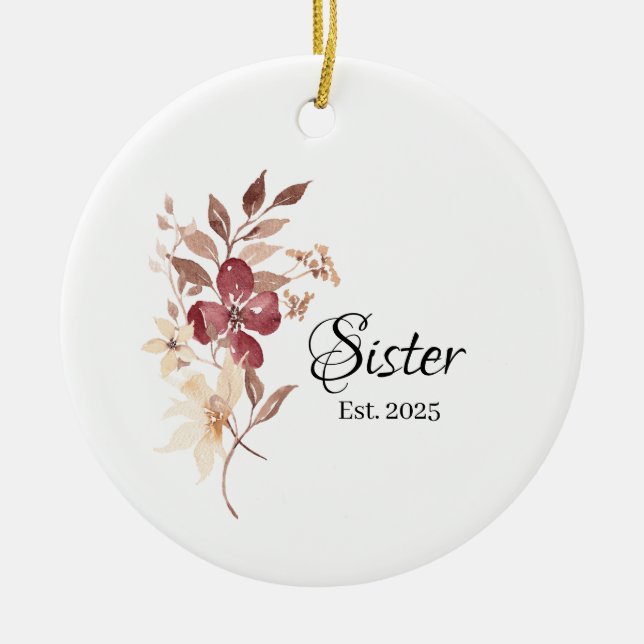 Sister Est. Year – Established Sister Milestone Ceramic Tree Decoration (Front)