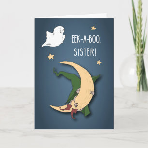 Sister First Halloween Baby Peek A Boo Witch  Card